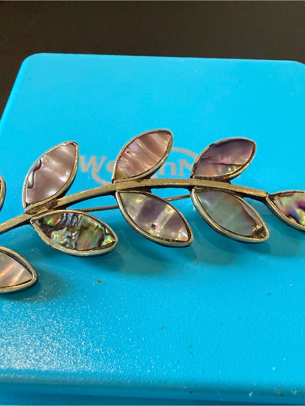 Abalone Shell Inlaid Sterling Silver Brooch - Picture 5 of 10